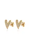 Charms Company Heart Stud 14k Yellow Gold Diamond Earrings