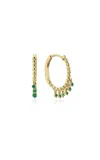 Charms Company Large 14k Yellow Gold Tsavorite Hoop Earrings