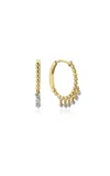 Charms Company Mini Gypsy 14k Yellow Gold Diamond Hoop Earrings