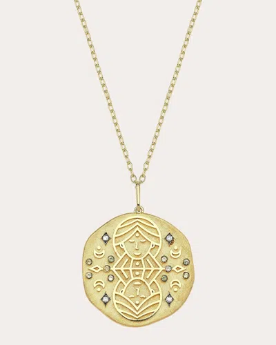 Charms Company Women's Citrine Gemini Zodiac Pendant Necklace In Gold