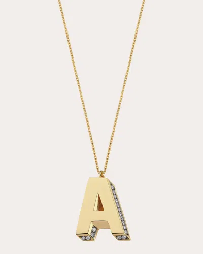 Charms Company Women's Diamond 3d Mini Initial Pendant Necklace 14k Gold