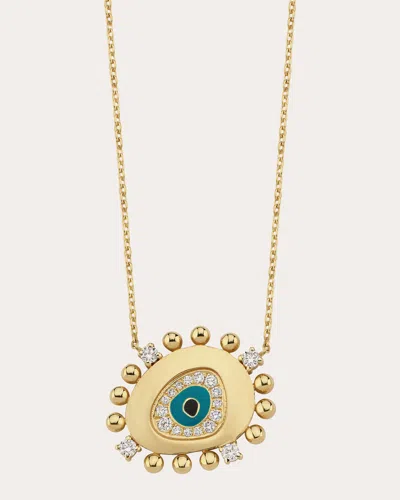 Charms Company Women's Diamond Evil Eye Pendant Necklace In Gold