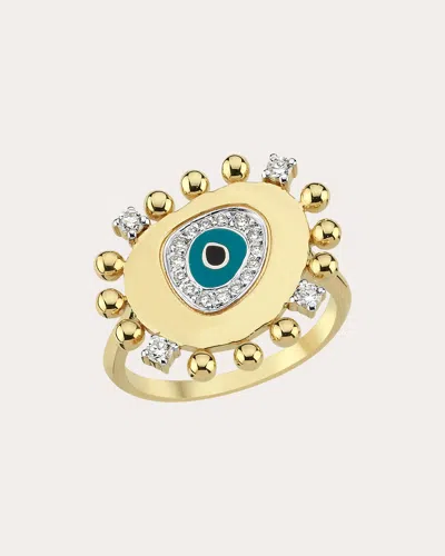 Charms Company Women's Diamond Evil Eye Ring In Gold