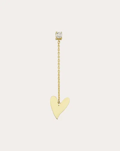 Charms Company Women's Diamond Heart Chain Drop Earring In Gold