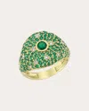 Charms Company Women's Bonbon 14k Gold Enamel Tsavorite And Diamond Ring In Green