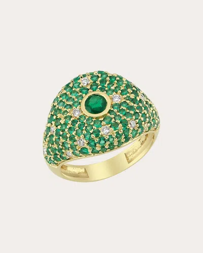 Charms Company Bonbon 14k Yellow Gold Tsavorite; Diamond; Emerald Ring In Green