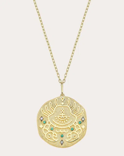 Charms Company Women's Emerald Cancer Zodiac Pendant Necklace In Gold