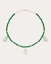 CHARMS COMPANY WOMEN'S JADE & BAROQUE PEARL BEADED NECKLACE