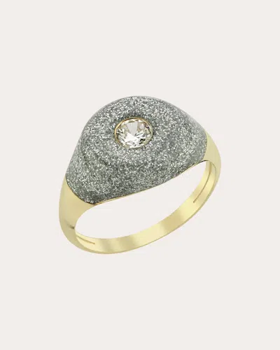 Charms Company Bonbon Glittered 14k Yellow Gold Quartz Ring In Silver