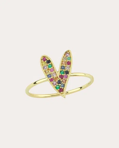 Charms Company Women's Rainbow Sapphire Heart Ring