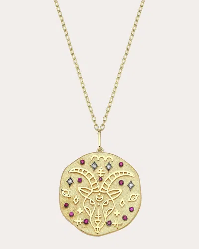 Charms Company Women's Ruby Capricorn Zodiac Pendant Necklace In Gold