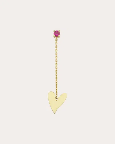 Charms Company Women's Ruby Heart Chain Drop Earring In Gold