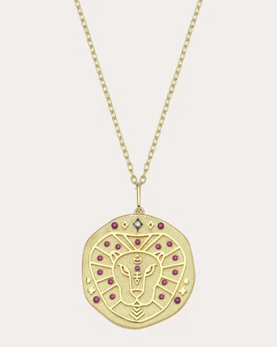 Charms Company Women's Ruby Leo Zodiac Pendant Necklace In Gold