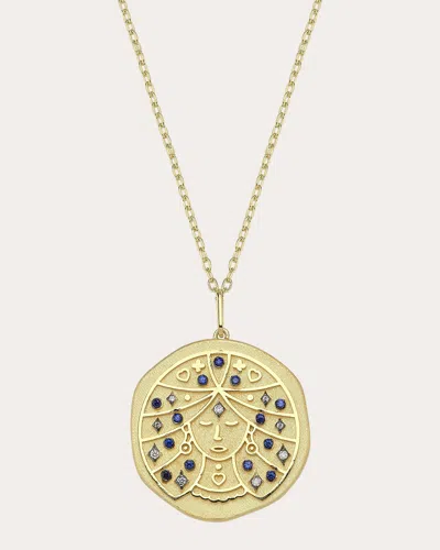 Charms Company Women's Sapphire Virgo Zodiac Pendant Necklace In Gold