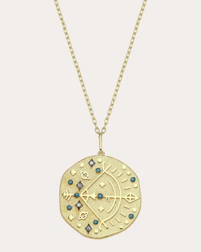 Charms Company Women's Turquoise Sagittarius Zodiac Pendant Necklace In Gold