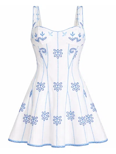 Charo Ruiz Arissa Broderie Anglaise Cotton-blend Mini Dress In Blue