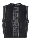 Charo Ruiz 'asteria' Black Top With Embroidery Details And Semi-transparent Design