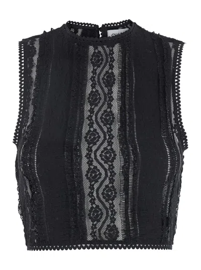 Charo Ruiz Asteria' Black Top With Embroidery Details