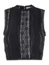 Charo Ruiz 'asteria' Black Top With Embroidery Details And Semi-transparent Design In Black
