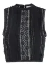 Charo Ruiz 'asteria' Black Top With Embroidery Details And Semi-transparent Design In Black