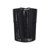 Charo Ruiz 'asteria' Black Top With Embroidery Details And Semi-transparent Design