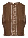 Charo Ruiz Lace-detail Sleeveless Top In Brown
