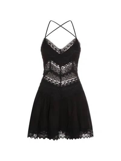 Charo Ruiz Aveline Lace Strap Mini Dress In Black