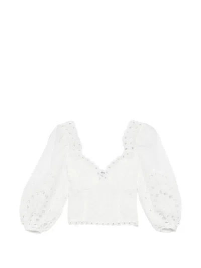 Charo Ruiz Bass Laced Balloon-sleeve Top In White