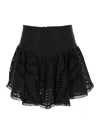 CHARO RUIZ BLACK HIGH WAISTED 'FAVIK' MINISKIRT WITH EMBROIDERY IN COTTON BLEND WOMAN