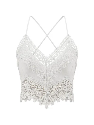 Charo Ruiz Blanca Guipure Lace-trim Top In White