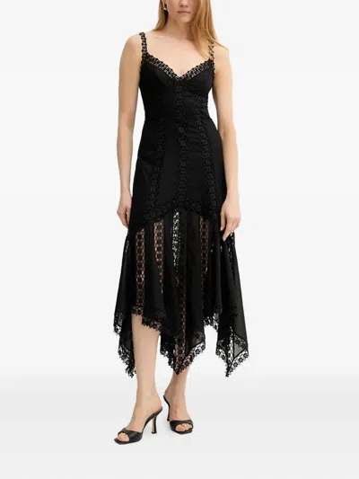 Charo Ruiz Blossel Asymmetrical Midi Dress In Black