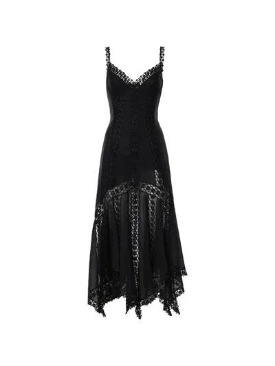 Charo Ruiz Blossel Lace-trim Handkerchief-hem Dress In Black