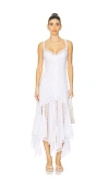 Charo Ruiz Blossel Tiered Guipure Lace-trimmed Cotton-blend Voile Midi Dress In 白色