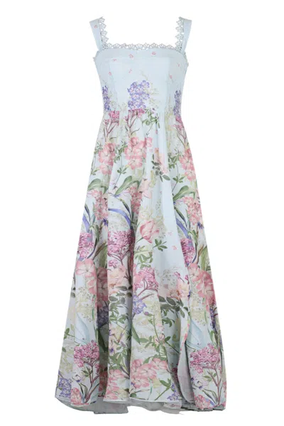 Charo Ruiz Blue Botanic Long Dress Crissy