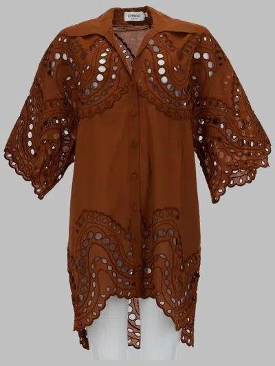Charo Ruiz Tao Loose Fit Puffed Blouse In Brown