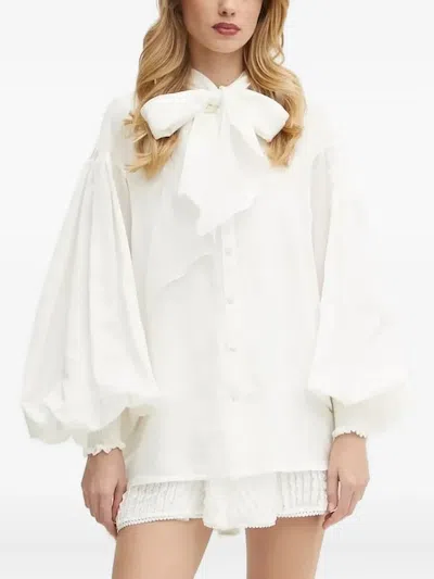 Charo Ruiz Bow-detail Balloon-sleeve Blouse In Yellow