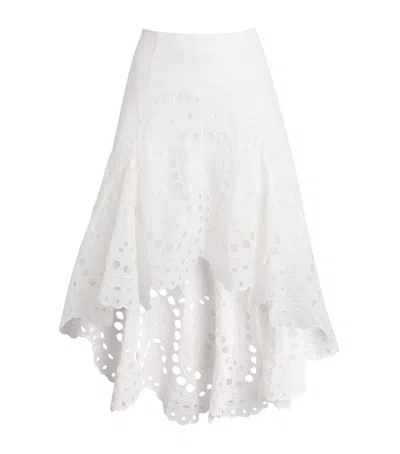 Charo Ruiz Broderie Anglaise Fin Midi Skirt In White