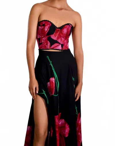Charo Ruiz Bustier Maris Top In Black Blossom
