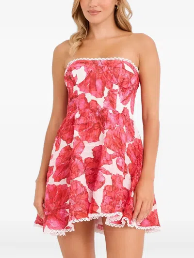 Charo Ruiz Cami Floral Lace-trim Mini Dress In Pink