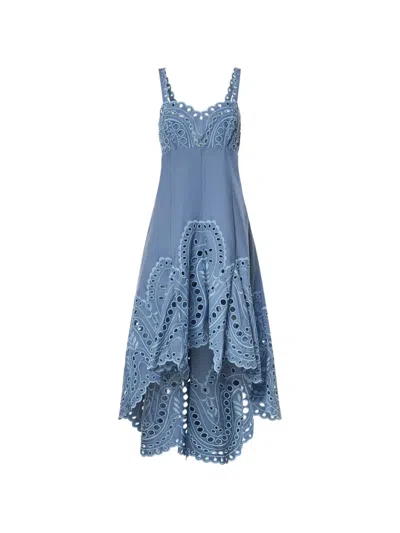 Charo Ruiz Caspian Broderie-anglaise Asymmetric Dress In Blue