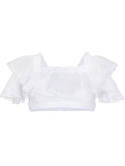 Charo Ruiz Cata Off-shoulder Crop Top In White