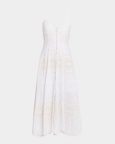 Charo Ruiz Catta Embroidered Button-front Midi Dress In Ivory