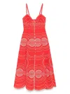 Charo Ruiz Catta Scalloped Broderie Anglaise Cotton-blend Midi Dress In Red