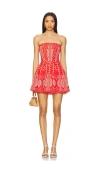 Charo Ruiz Clem Strapless Broderie Anglaise Cotton-blend Mini Dress In Red
