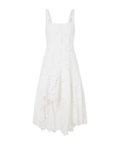 Charo Ruiz Ayla Asymmetric Scalloped Broderie Anglaise Cotton-blend Midi Dress In White