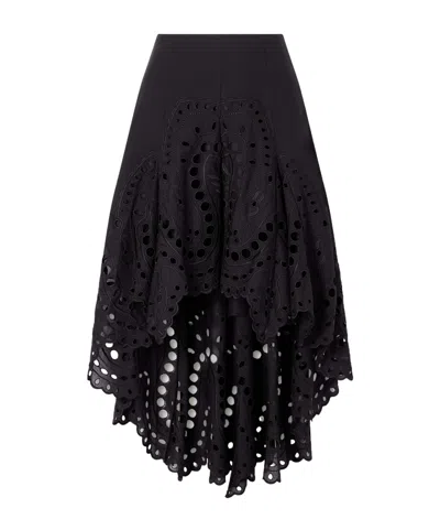 Charo Ruiz Finn Broderie Anglaise Cotton-blend Midi Skirt In Black