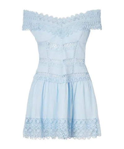 Charo Ruiz Eliane Cotton-blend Mini Dress In Blue