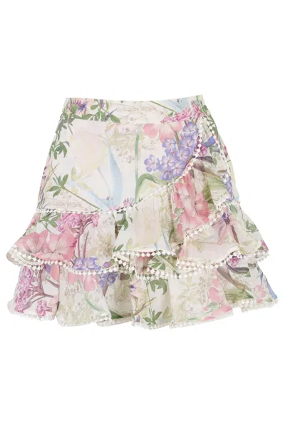 Charo Ruiz Cream Botanic Short Skirt Fera In Multi