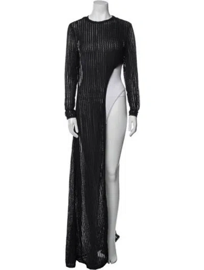 Pre-owned Charo Ruiz Crew Neck Long Dress In Black