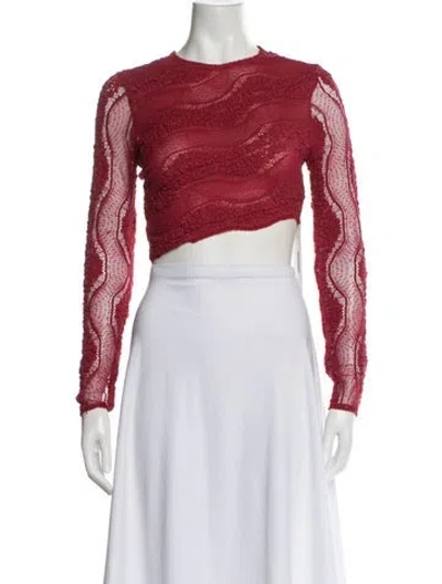 Pre-owned Charo Ruiz Crew Neck Long Sleeve Crop Top In Red